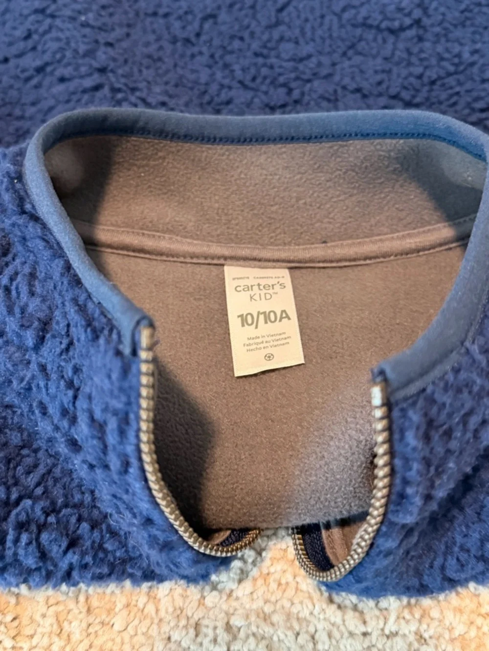 Lot of (2) Carter’s Boy’s Kid Quarter Zip Sherpa Pullover. Size 10/10A.